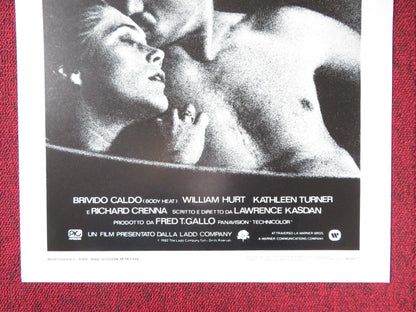 BODY HEAT ITALIAN LOCANDINA POSTER WILLIAM HURT KATHLEEN TURNER 1982 Rendezvous Cinema Movie posters