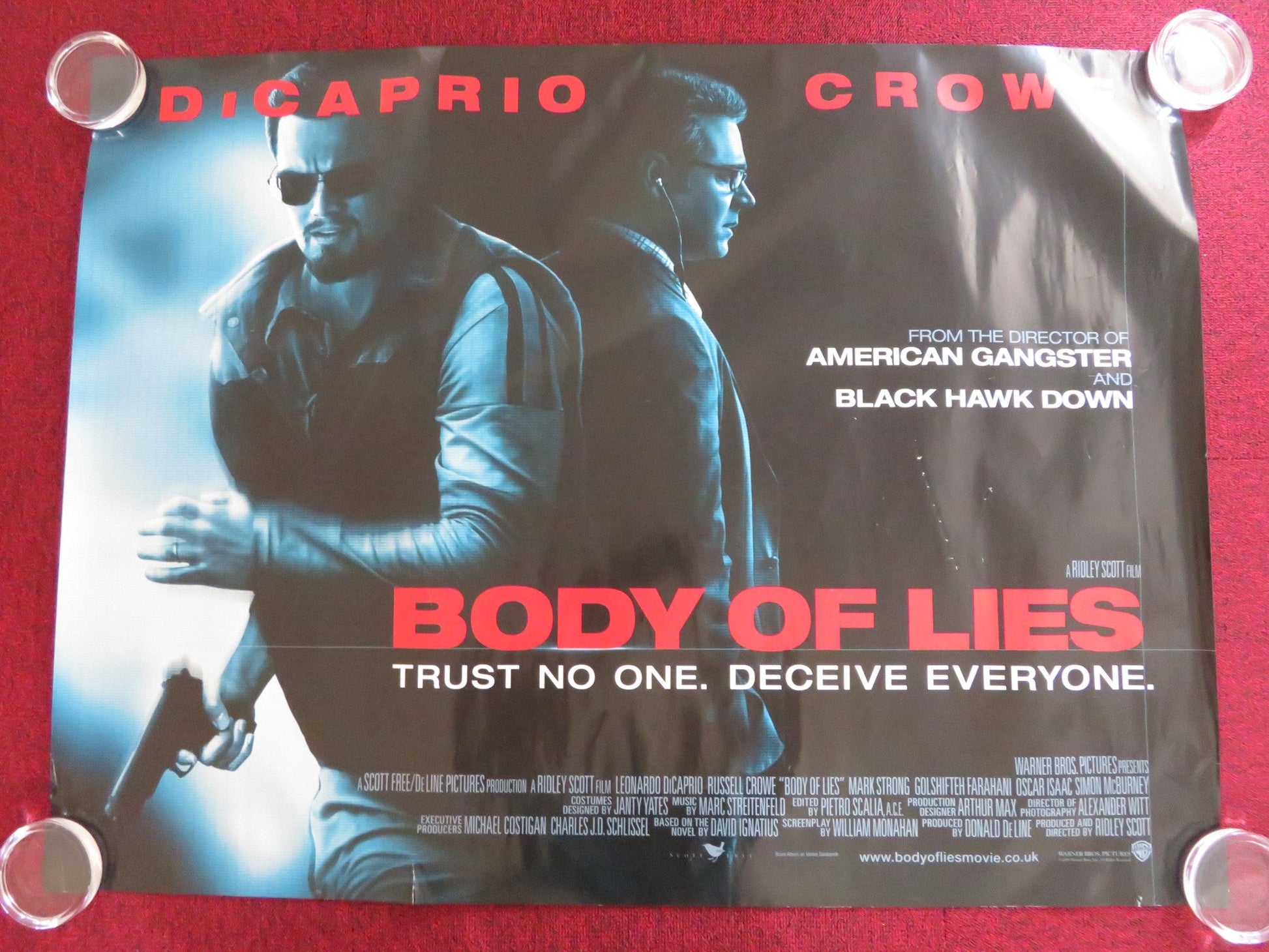 BODY OF LIES UK QUAD (30"x 40") ROLLED POSTER LEONARDO DICAPRIO R. CROWE 2008 Rendezvous Cinema Movie posters