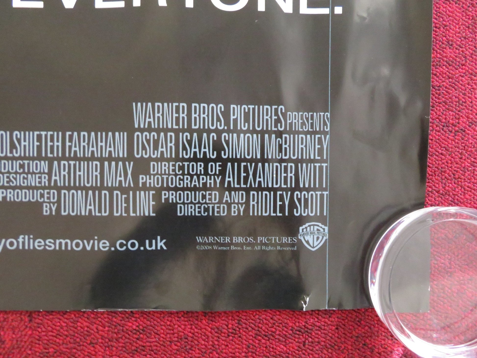 BODY OF LIES UK QUAD (30"x 40") ROLLED POSTER LEONARDO DICAPRIO R. CROWE 2008 Rendezvous Cinema Movie posters