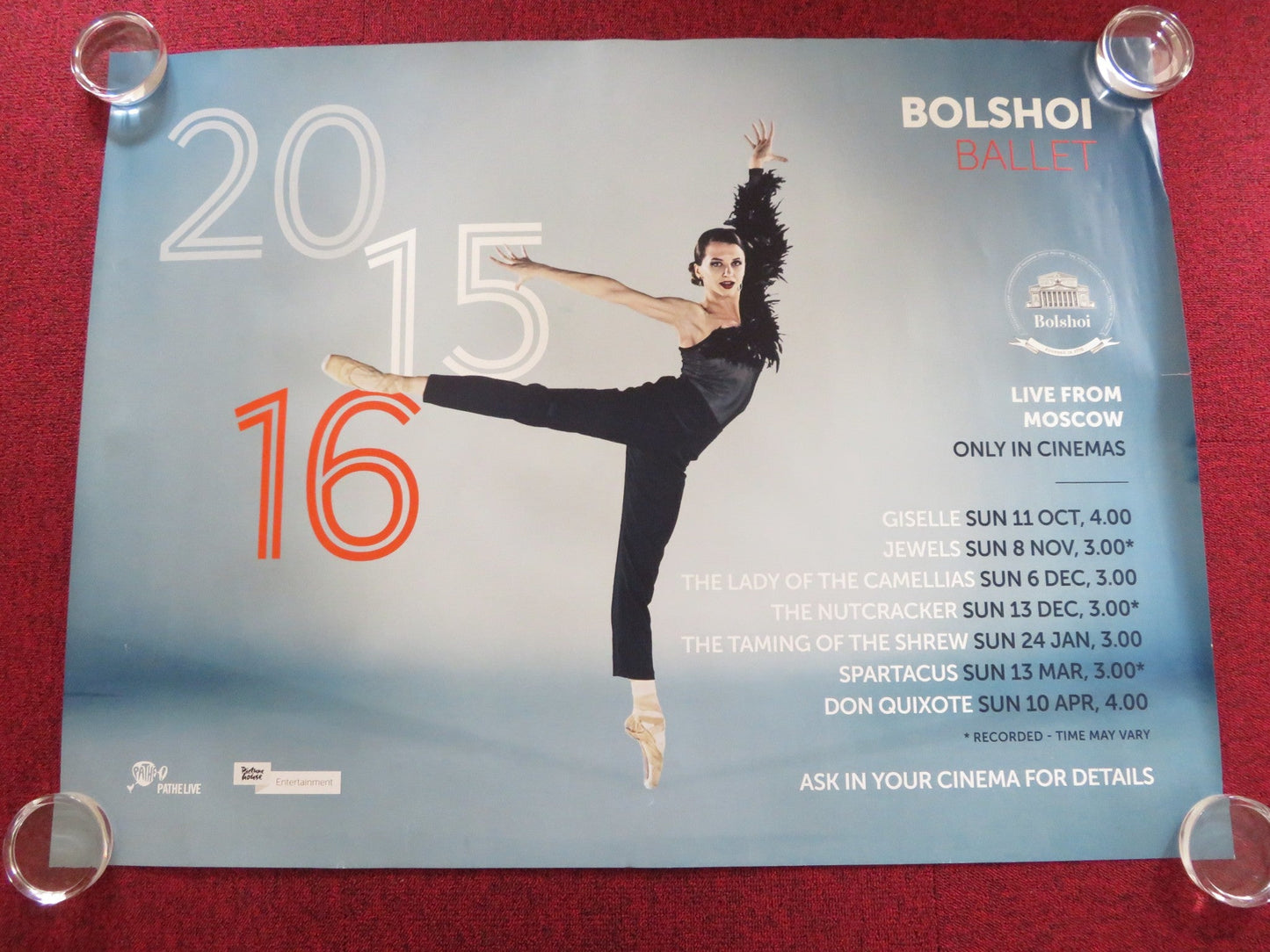BOLSHOI BALLET 2015 UK QUAD ROLLED POSTER 2015 Rendezvous Cinema Movie posters