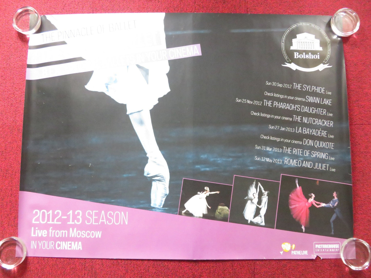 BOLSHOI BALLET - 8 EXCEPTIONAL BALLETS IN YOUR CINEMA UK QUAD ROLLED POSTER 2012 Rendezvous Cinema Movie posters