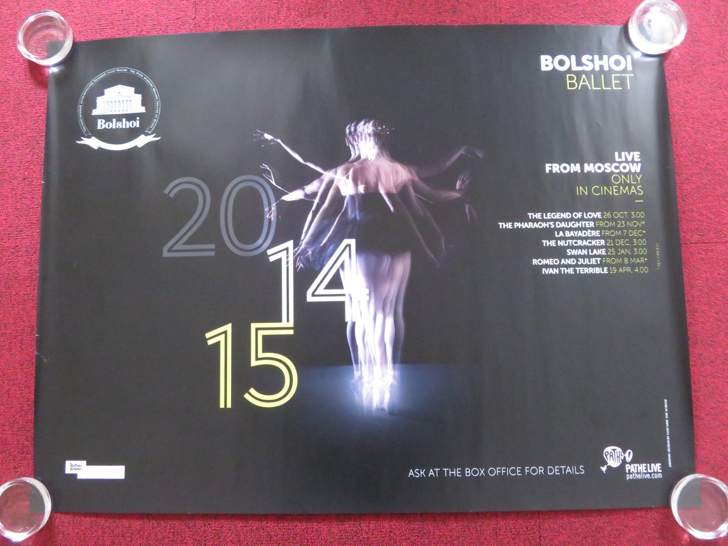 BOLSHOI BALLET UK QUAD (30"x 40") ROLLED POSTER SWAN LAKE NUTCRACKER 2014 Rendezvous Cinema Movie posters
