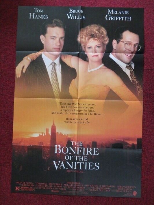BONFIRE OF THE VANITIES FOLDED US ONE SHEET POSTER TOM HANKS BRUCE WILLIS 1990 Movie posters