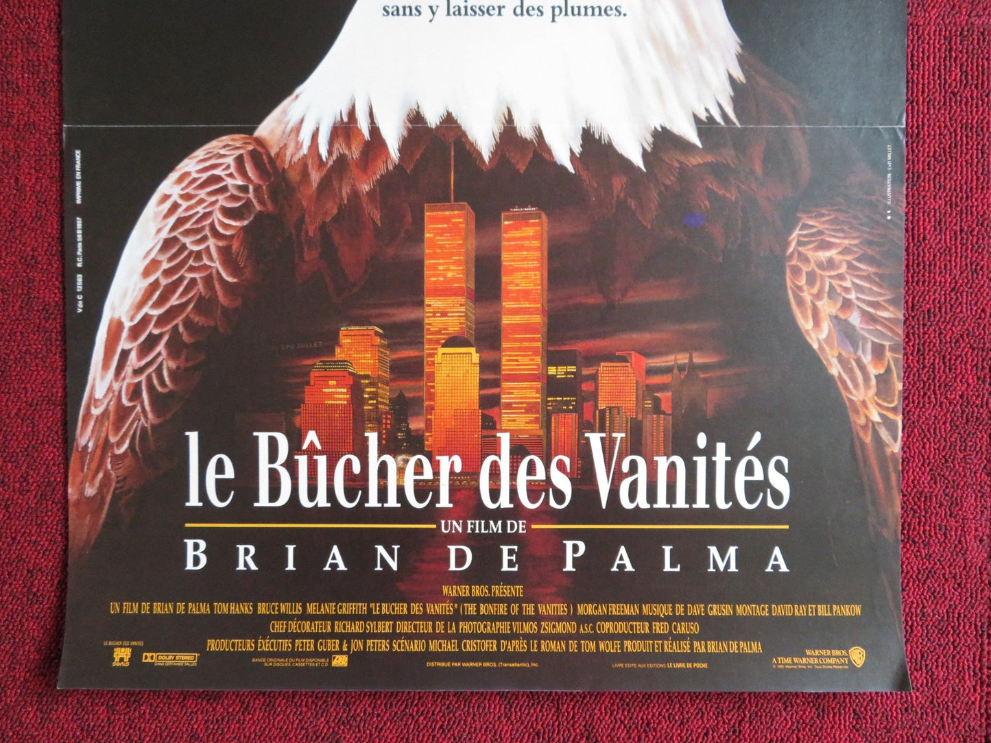 BONFIRE OF THE VANITIES FRENCH POSTER TOM HANKS BRUCE WILLIS 1990 Rendezvous Cinema Movie posters
