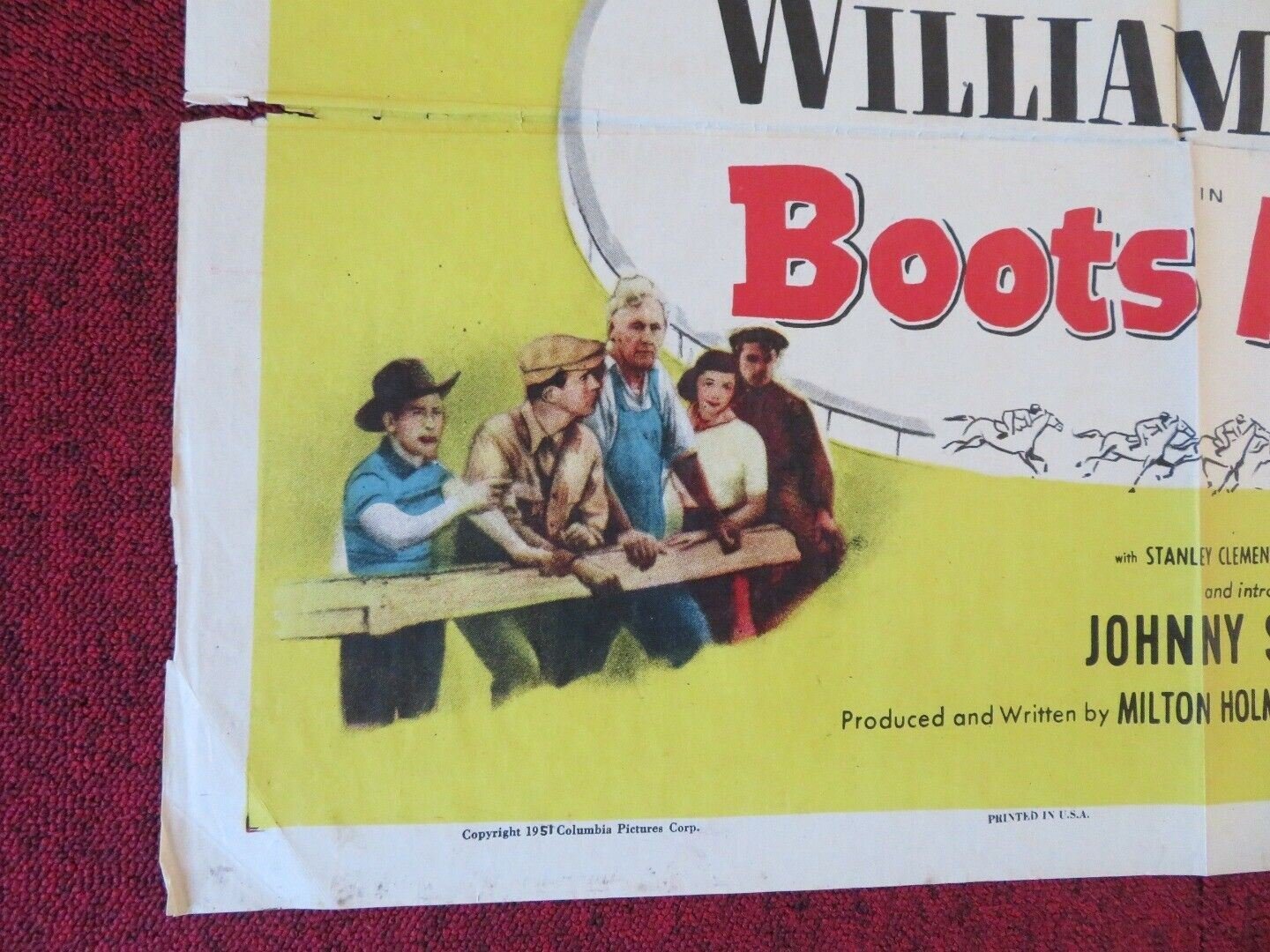 BOOTS MALONE FOLDED US ONE SHEET POSTER WILLIAM HOLDEN JOHNNY STEWART 1951 Movie posters