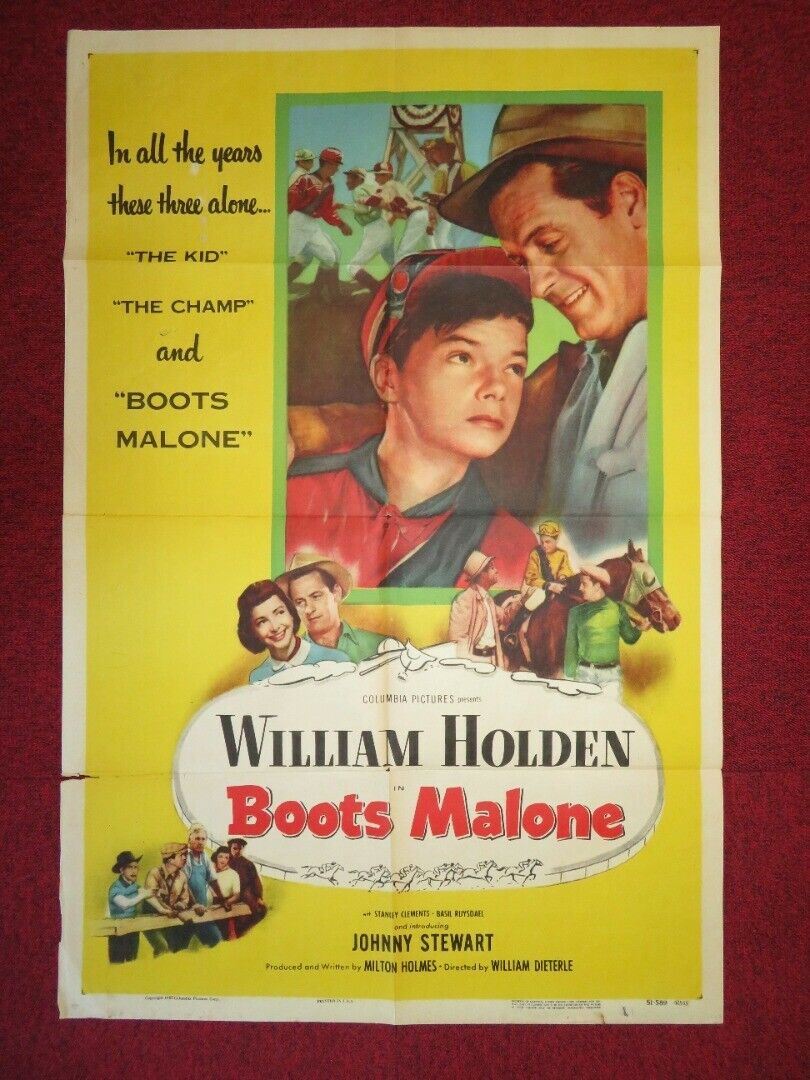 BOOTS MALONE FOLDED US ONE SHEET POSTER WILLIAM HOLDEN JOHNNY STEWART 1951 Movie posters