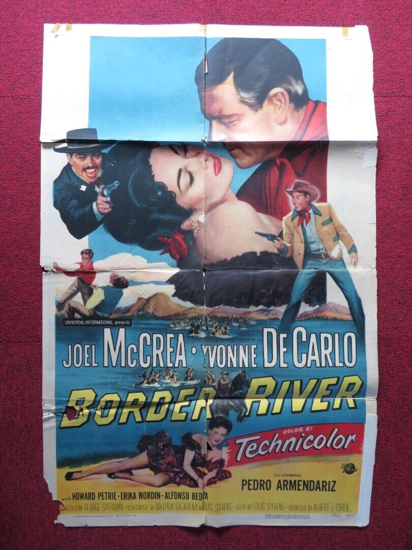 BORDER RIVER USA ONE SHEET POSTER JOEL MCCREA YVONNE DE CARLO 1954 Movie posters