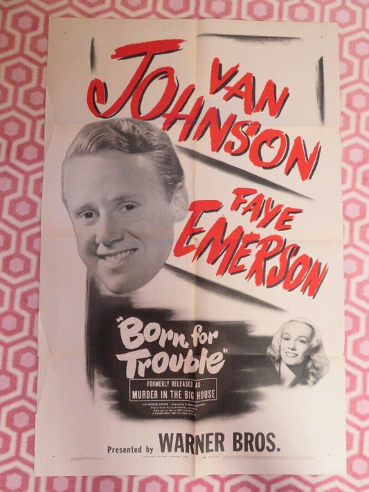 BORN FOR TROUBLE /Murder in the Big House FOLDED US ONE SHEET POSTER 1942 Movie posters