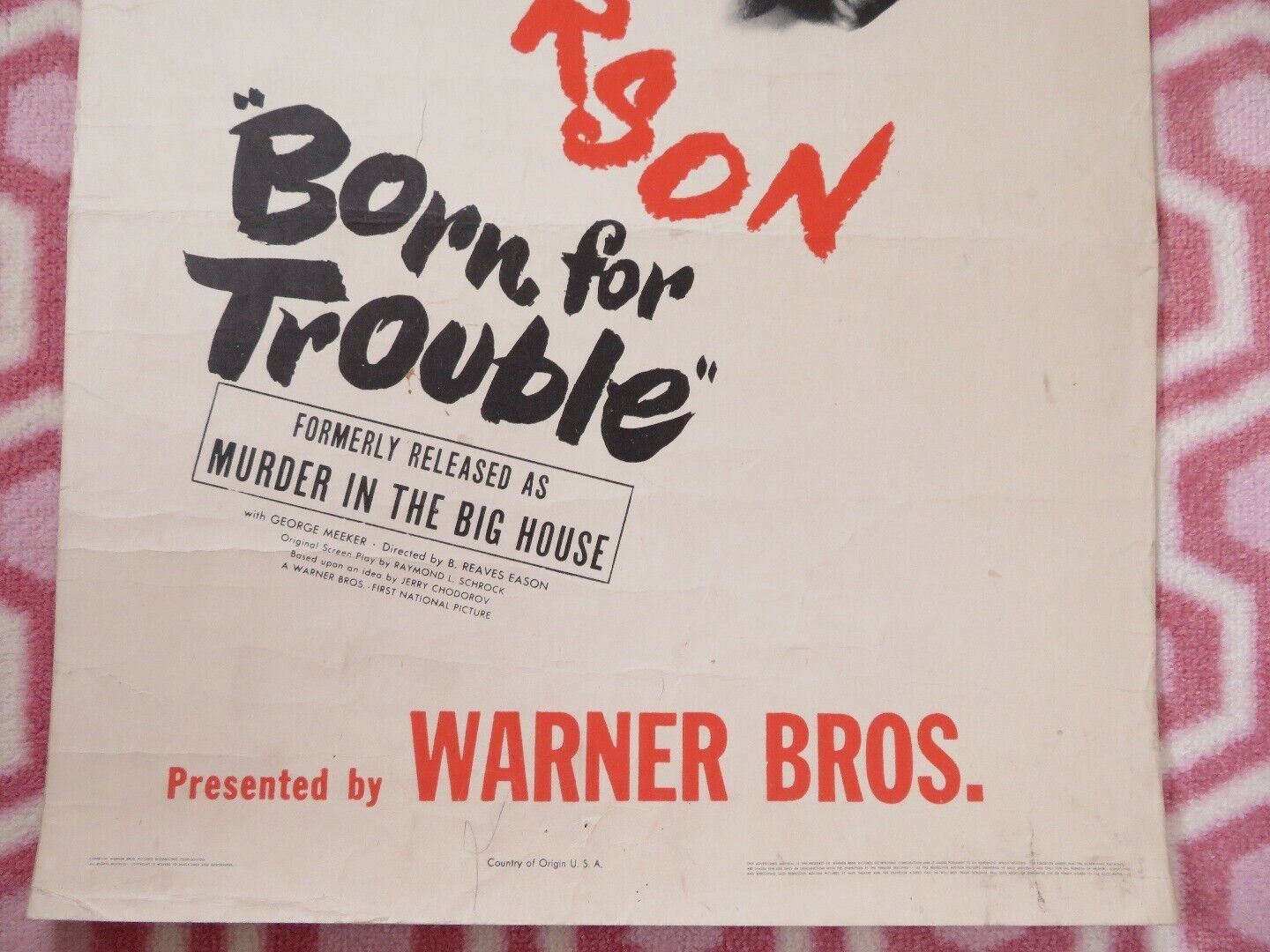 BORN FOR TROUBLE/ MURDER IN THE BIG HOUSE US INSERT (14"x 36") POSTER 1946 - Rendezvous Cinema