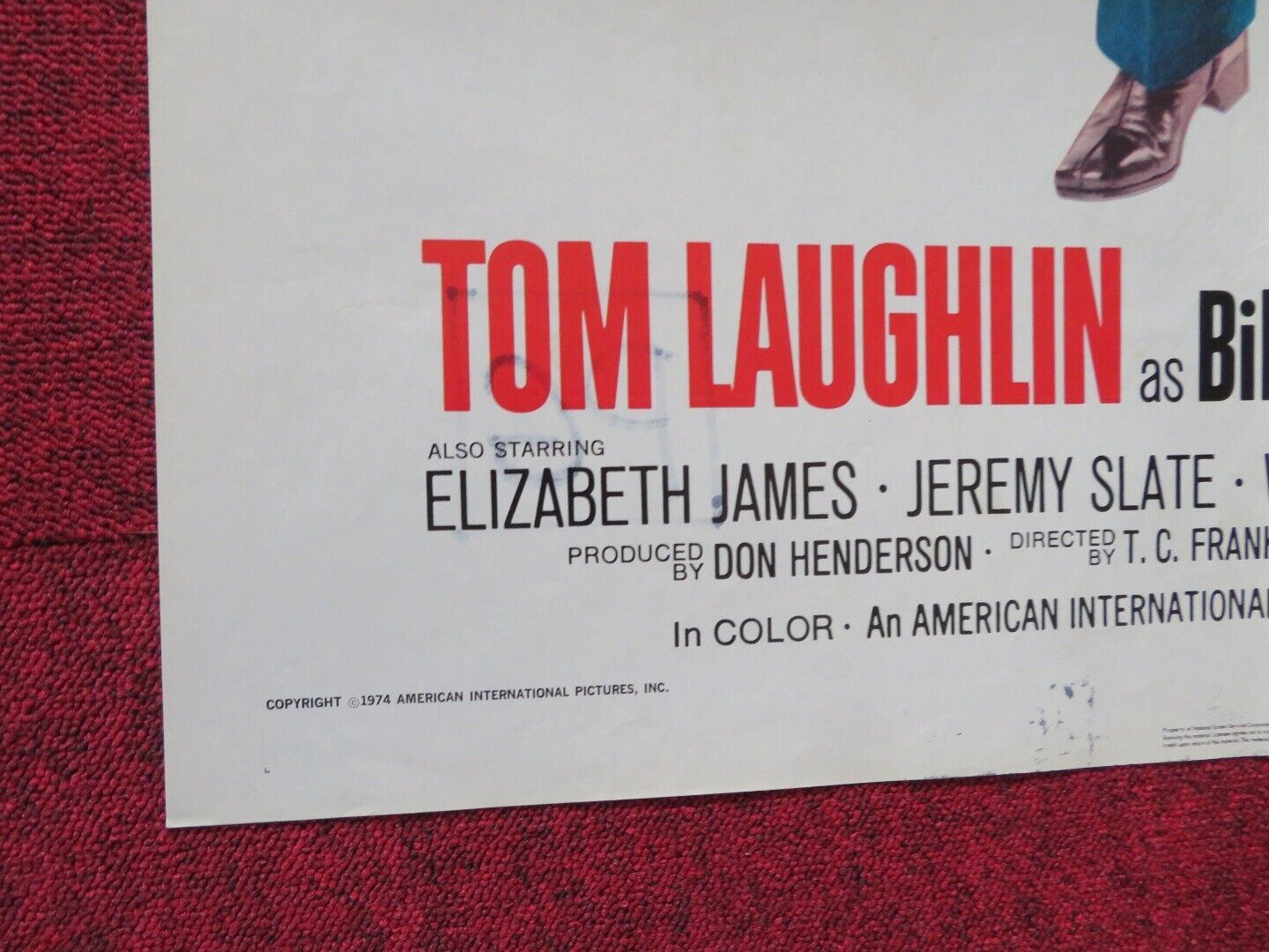 BORN LOSERS FOLDED US ONE SHEET POSTER TOM LAUGHLIN ELIZABETH 1974 Movie posters
