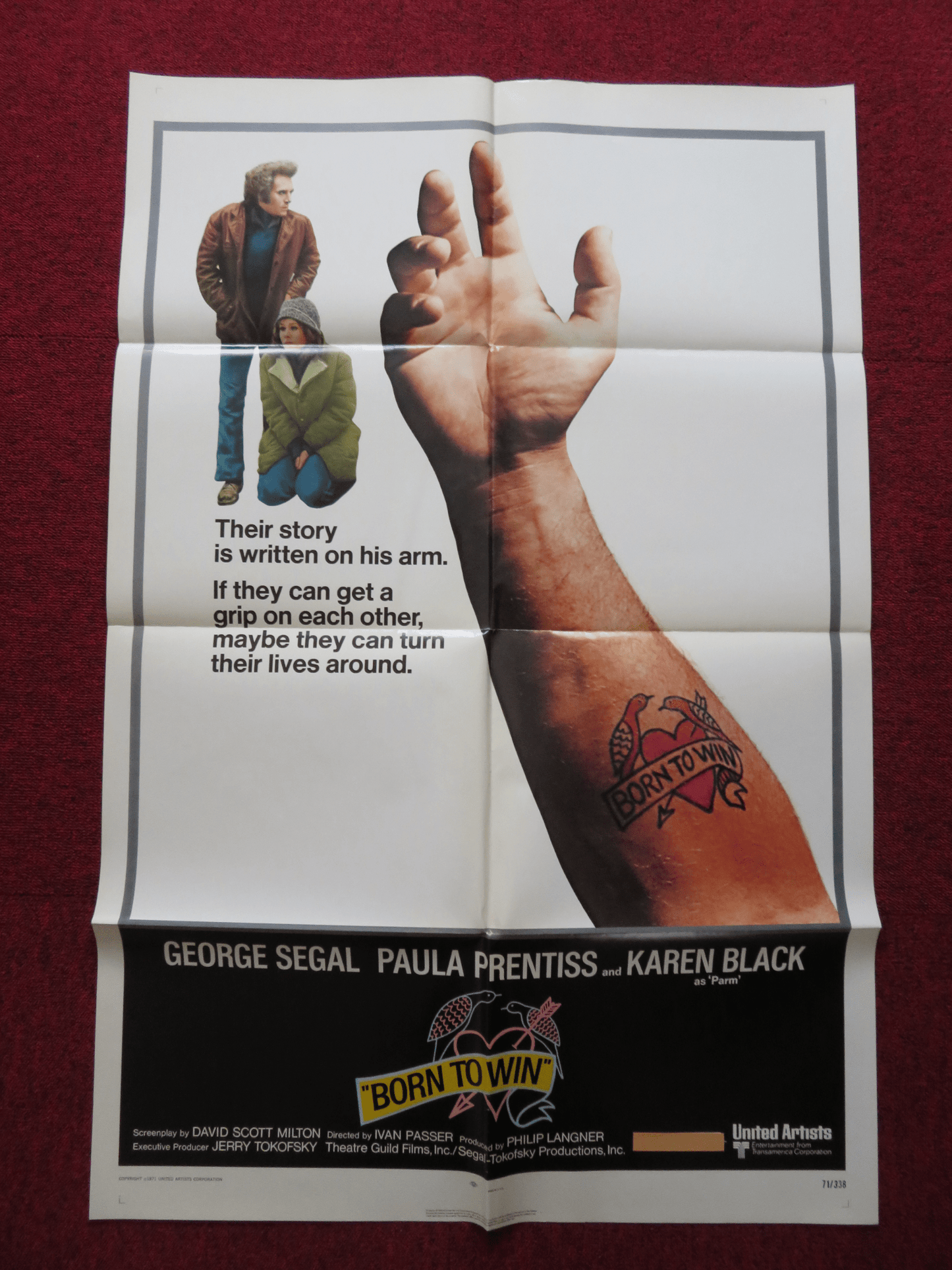 BORN TO WIN FOLDED US ONE SHEET POSTER GEORGE SEGAL PAULA PRENTISS 1971 Rendezvous Cinema Movie posters