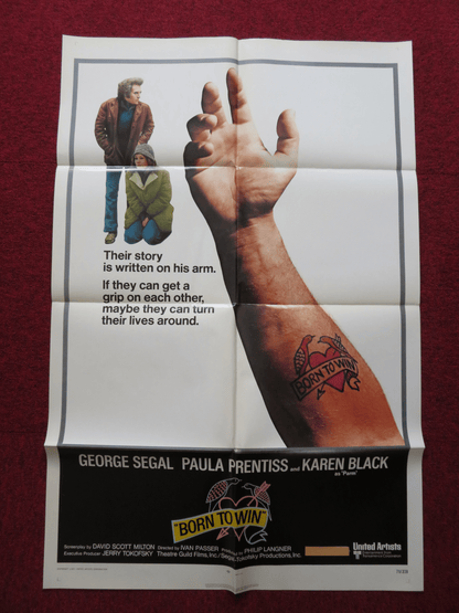 BORN TO WIN FOLDED US ONE SHEET POSTER GEORGE SEGAL PAULA PRENTISS 1971 Rendezvous Cinema Movie posters