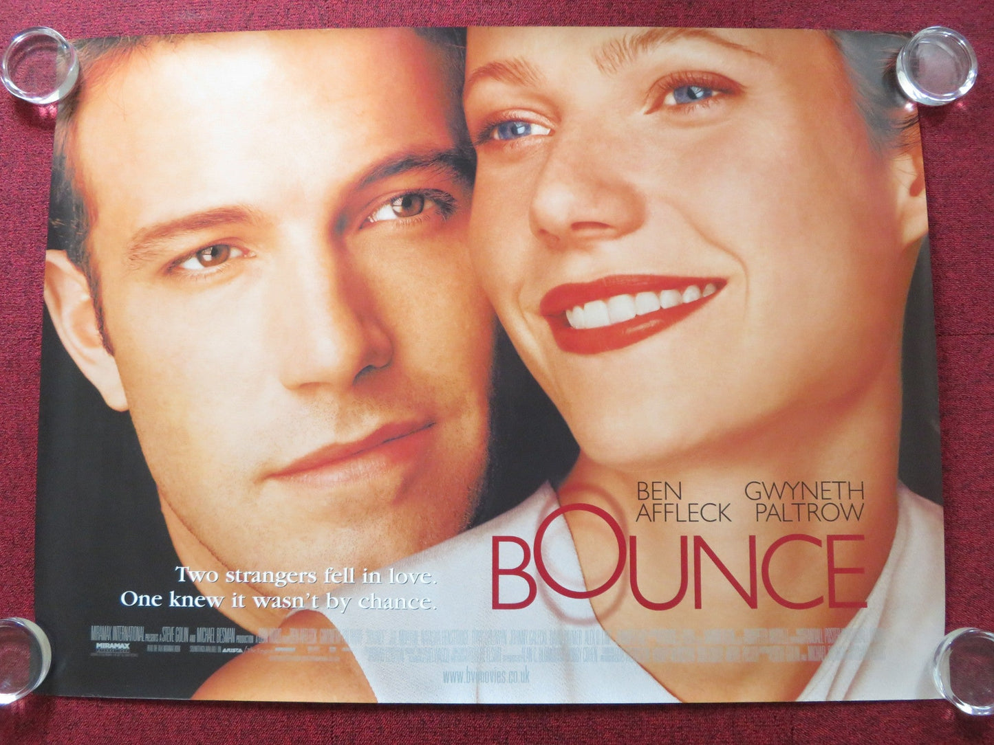 BOUNCE UK QUAD (30"x40") ROLLED POSTER BEN AFFLECK GWYNETH PALTROW 2000 Rendezvous Cinema Movie posters