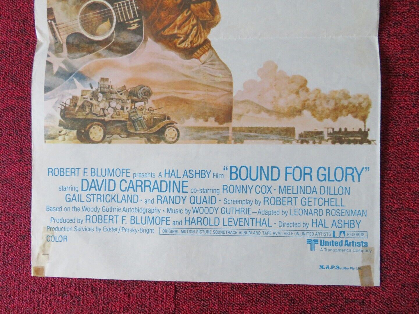 BOUND FOR GLORY FOLDED AUSTRALIAN DAYBILL POSTER DAVID CARRADINE RONNY COX 1976 Movie posters