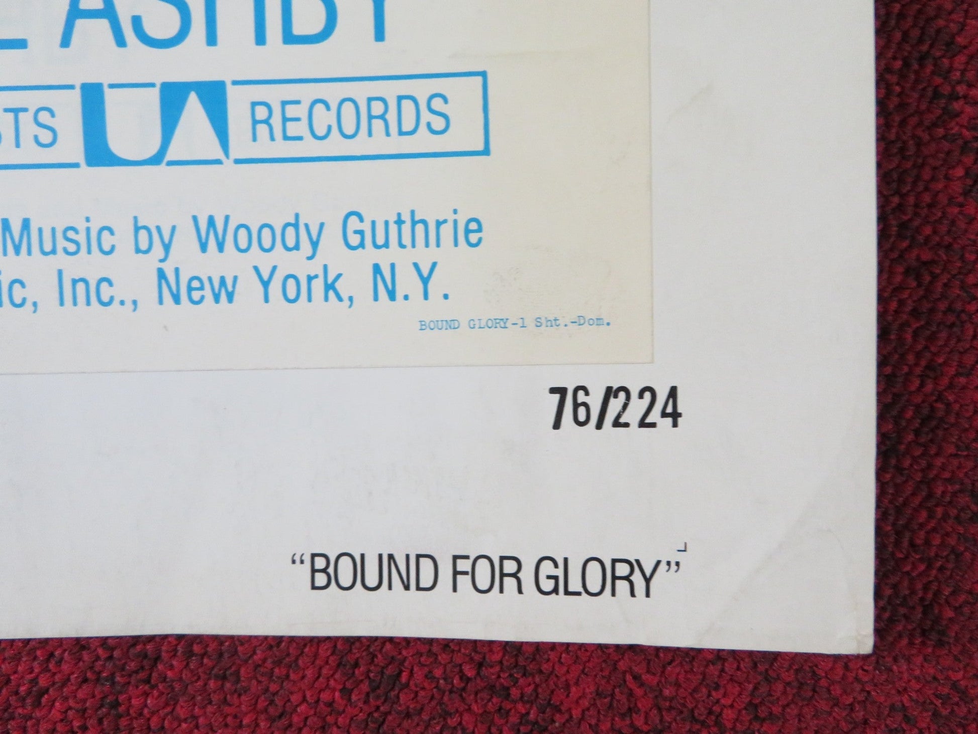BOUND FOR GLORY FOLDED US ONE SHEET POSTER DAVID CARRADINE RONNY COX 1976 Rendezvous Cinema Movie posters