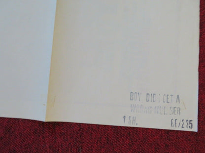 BOY, DID I GET THE WRONG NUMBER! FOLDED US ONE SHEET POSTER BOB HOPE 1966 Movie posters