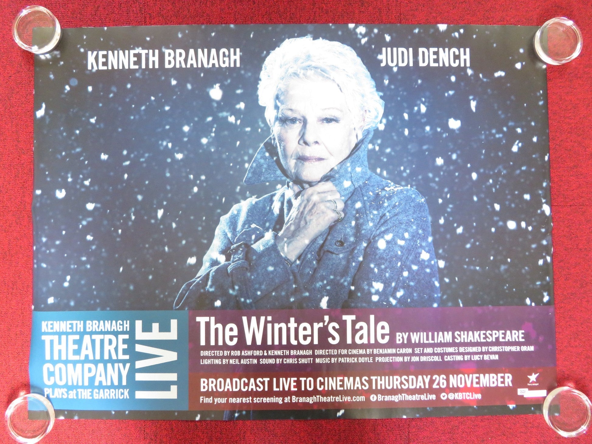 BRANAGH THEATRE LIVE: THE WINTER'S TALE UK QUAD (30"x 40") ROLLED POSTER 2015 Rendezvous Cinema Movie posters