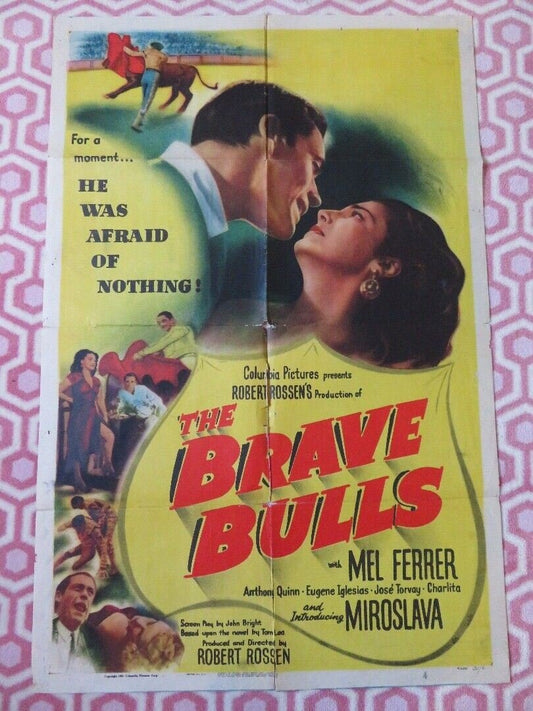 BRAVE BULLS FOLDED US ONE SHEET POSTER MEL FERRER ANTHONY QUINN 1951 Movie posters