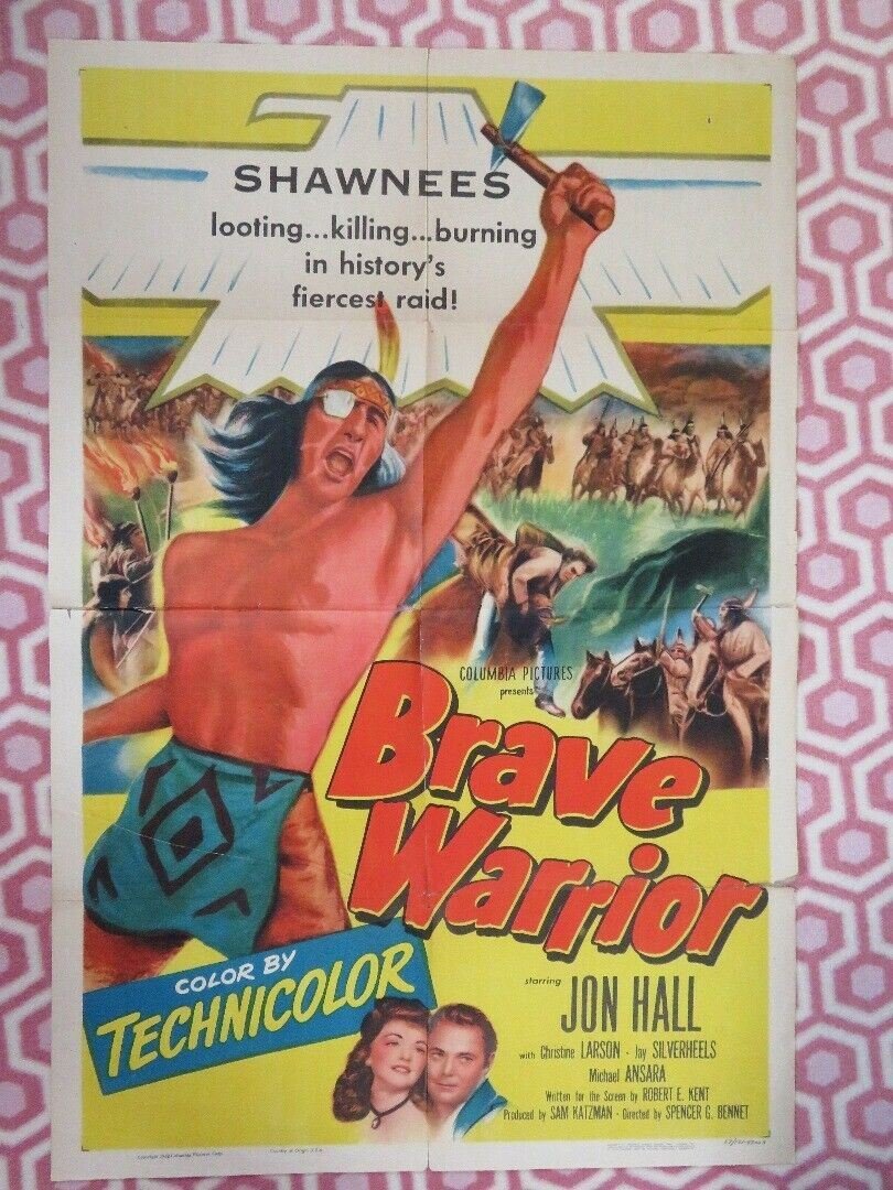 BRAVE WARRIOR FOLDED US ONE SHEET POSTER JON HALL CHRISTINE LARSON 1952 Movie posters