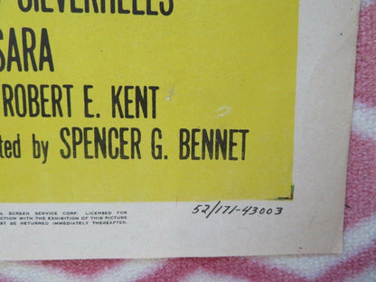 BRAVE WARRIOR FOLDED US ONE SHEET POSTER JON HALL CHRISTINE LARSON 1952 Movie posters