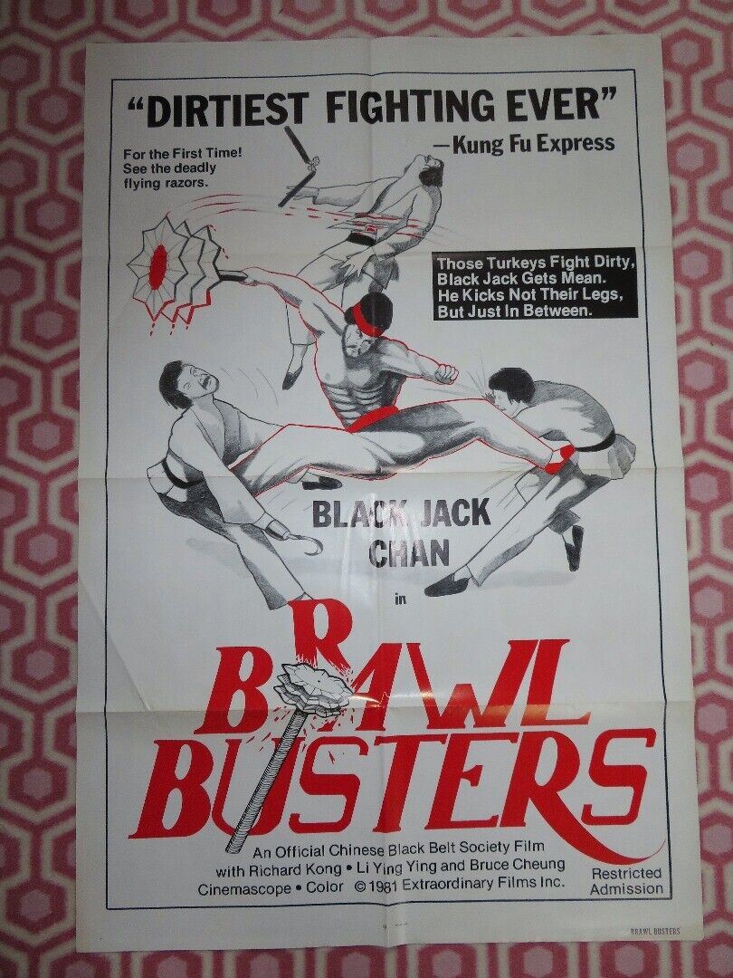 BRAWL BUSTERS KUNG FU US ONE SHEET POSTER BLACK JACK CHAN RICHARD KONG 1981 Movie posters