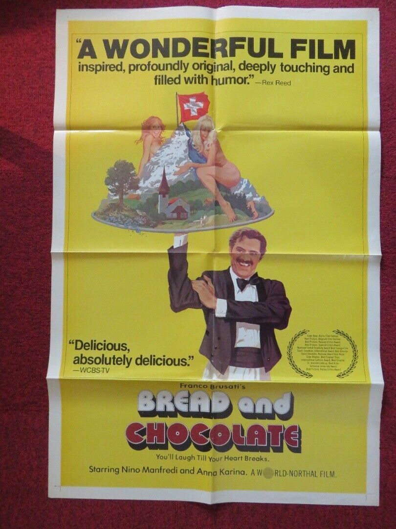 BREAD AND CHOCOLATE FOLDED US ONE SHEET POSTER NINO MANFREDI 1974 Movie posters