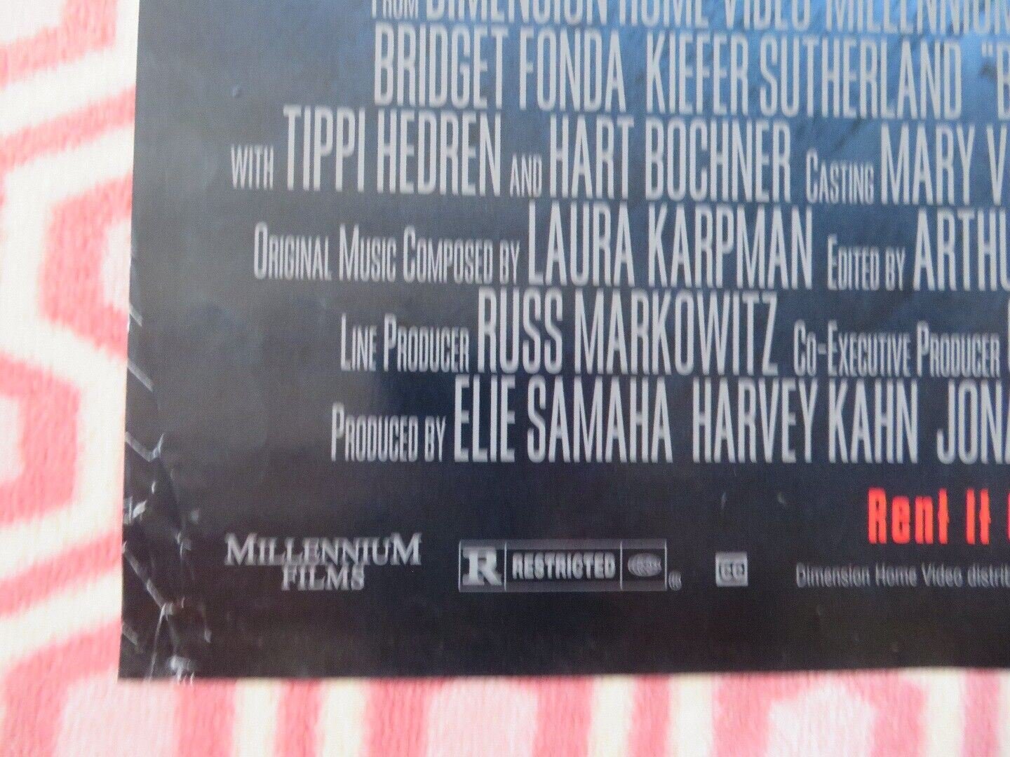 BREAK UP VIDEO DVD ONE SHEET FOLDED POSTER BRIGET FONDA KIEFER SUTHERLAND '98 Movie posters