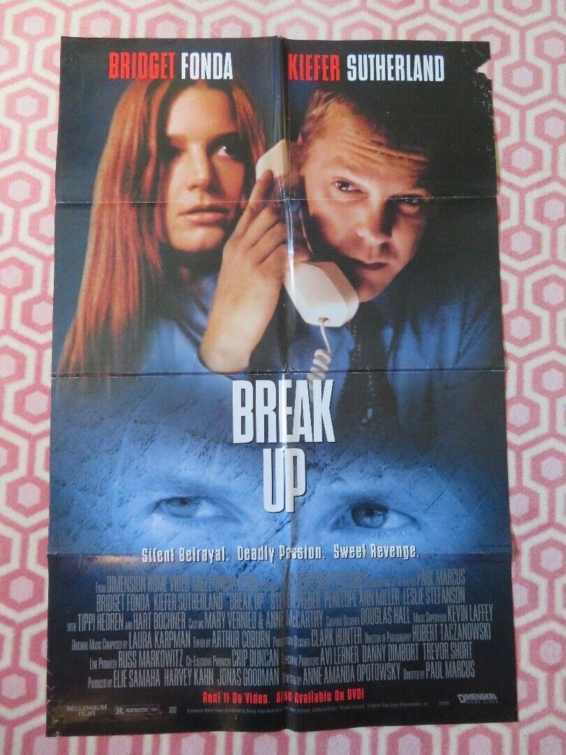 BREAK UP VIDEO DVD ONE SHEET FOLDED POSTER BRIGET FONDA KIEFER SUTHERLAND '98 Movie posters