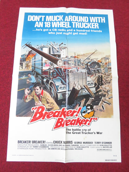 BREAKER! BREAKER! FOLDED US ONE SHEET POSTER CHUCK NORRIS GEORGE MURDOCK 1977 Rendezvous Cinema Movie posters