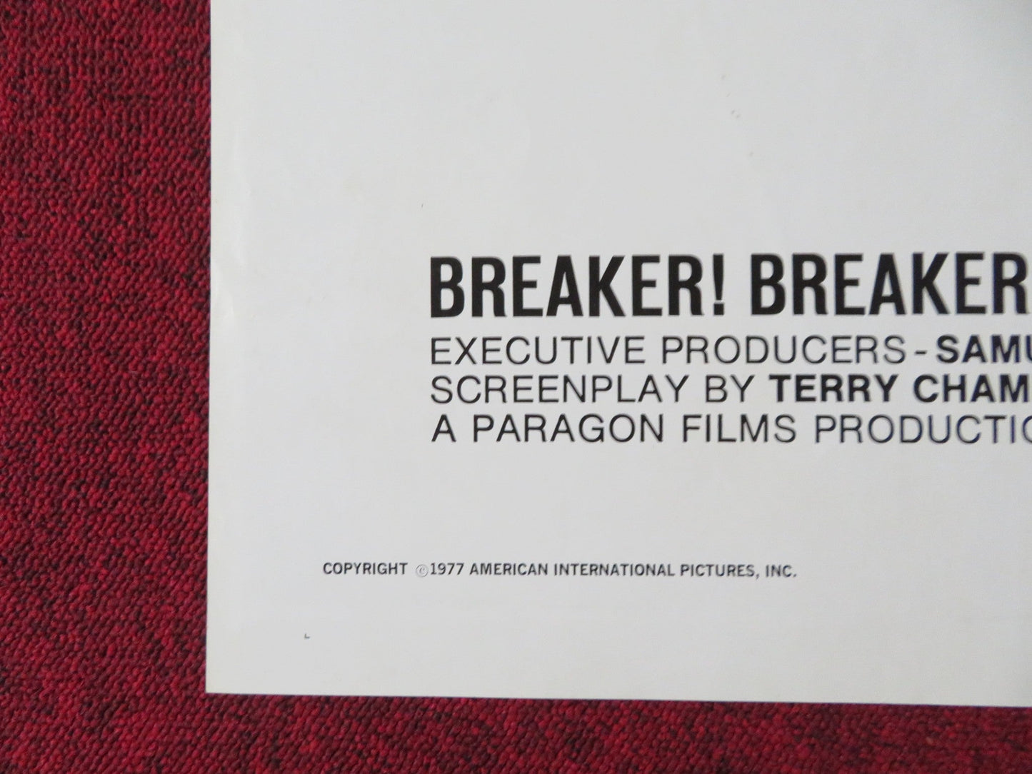 BREAKER! BREAKER! FOLDED US ONE SHEET POSTER CHUCK NORRIS GEORGE MURDOCK 1977 Rendezvous Cinema Movie posters