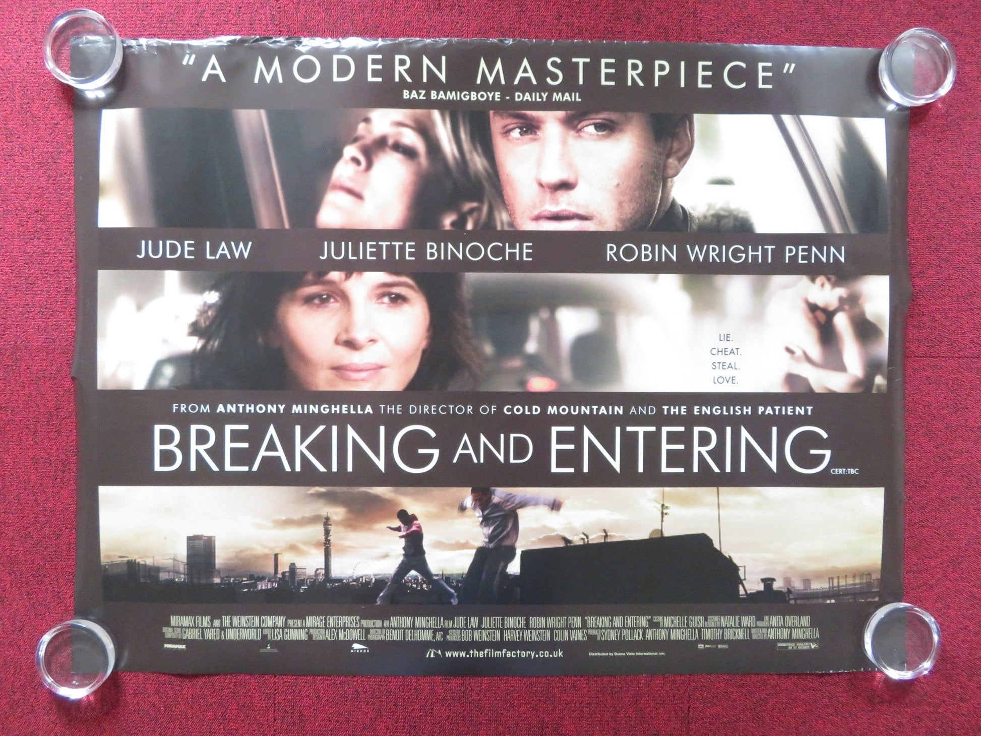 BREAKING AND ENTERING UK QUAD (30"x 40") ROLLED POSTER JUDE LAW M.FREEMAN 2006 Rendezvous Cinema Movie posters