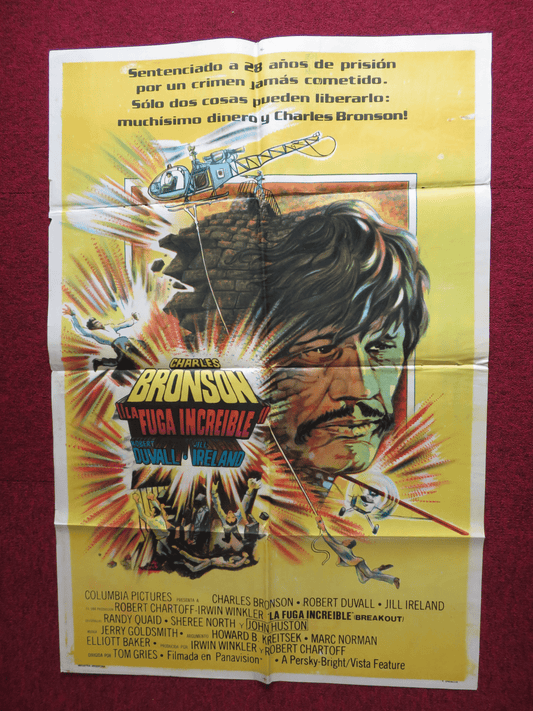 BREAKOUT FOLDED ARGENTINA ONE SHEET POSTER CHARLES BRONSON ROBERT DUVALL 1975 Rendezvous Cinema Movie posters