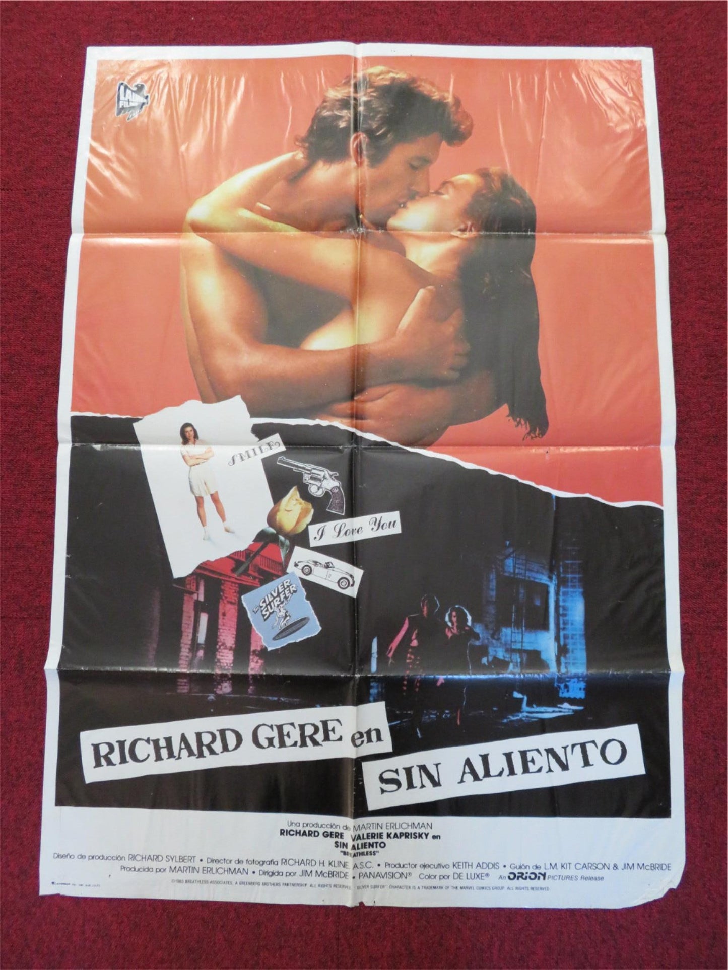 BREATHLESS FOLDED SPANISH POSTER RICHARD GERE VALERIE KAPRISKY 1983 Rendezvous Cinema Movie posters