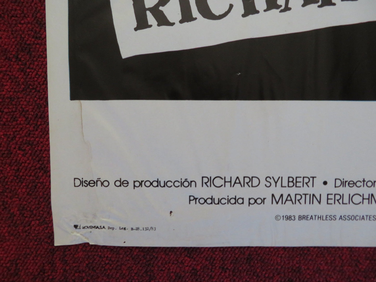 BREATHLESS FOLDED SPANISH POSTER RICHARD GERE VALERIE KAPRISKY 1983 Rendezvous Cinema Movie posters