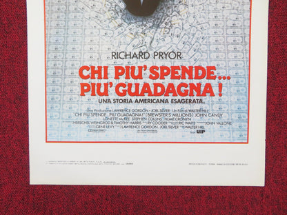 BREWSTER'S MILLIONS ITALIAN LOCANDINA POSTER RICHARD PRYOR JOHN CANDY 1985 Rendezvous Cinema Movie posters