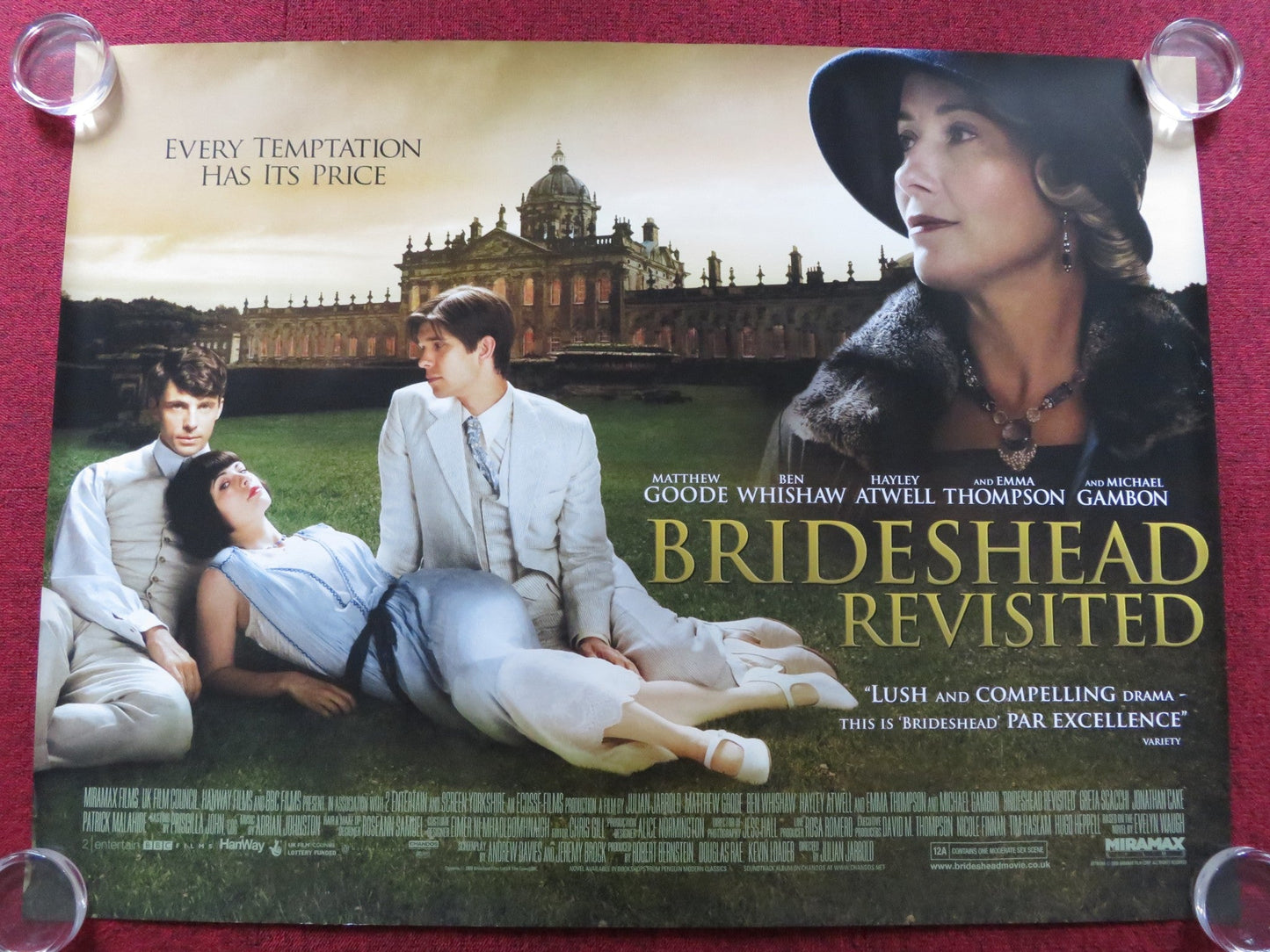 BRIDESHEAD REVISITED UK QUAD (30"x 40") ROLLED POSTER MATTHEW GOODE 2008 Rendezvous Cinema Movie posters