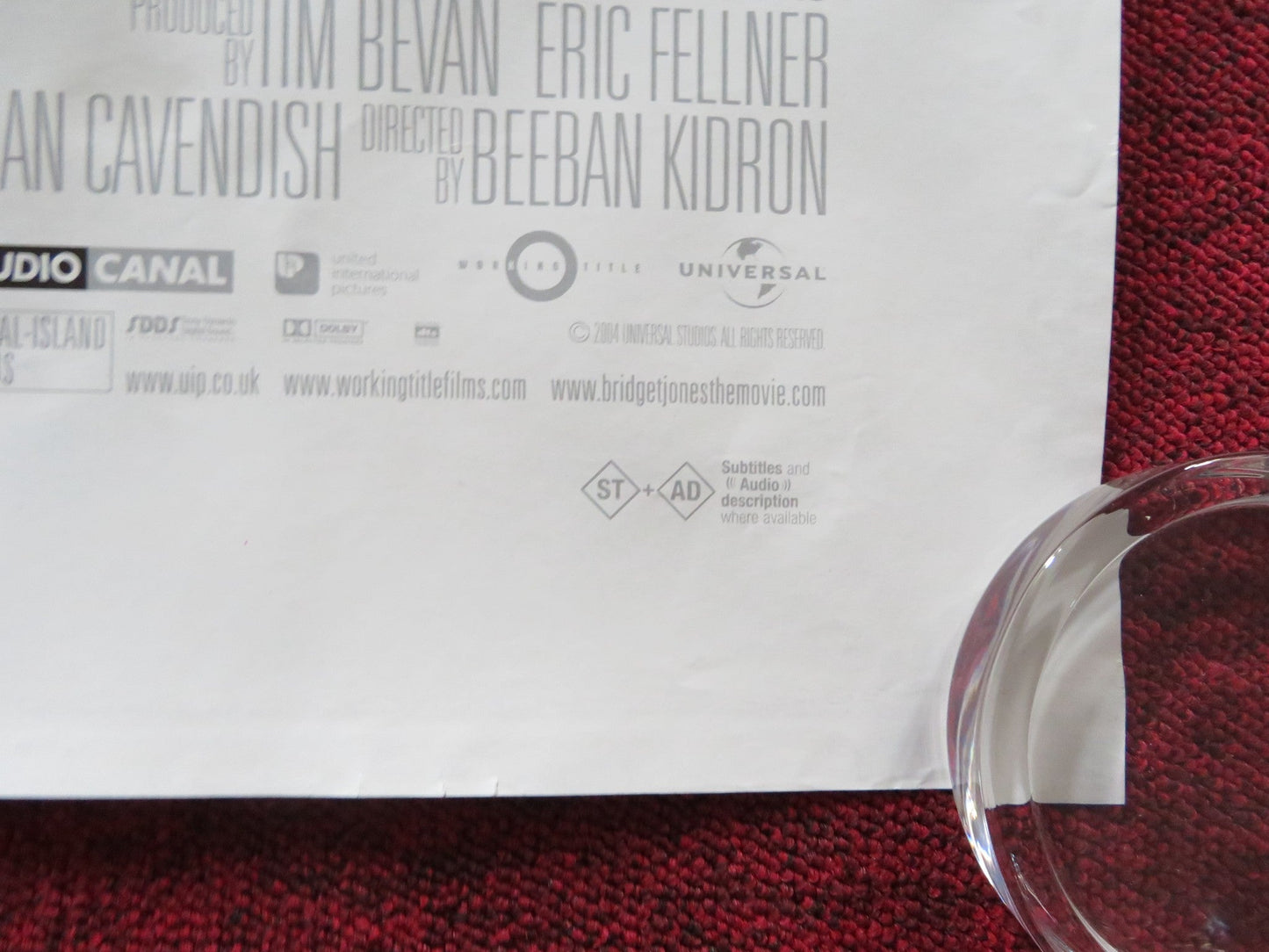 BRIDGET JONES: THE EDGE OF REASON UK QUAD (30"x 40") ROLLED POSTER FIRTH 2004 Rendezvous Cinema Movie posters