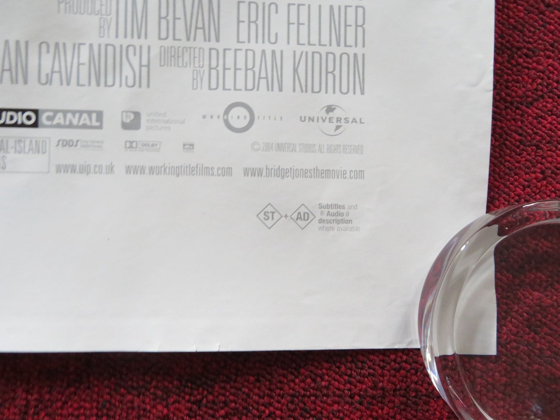 BRIDGET JONES: THE EDGE OF REASON UK QUAD (30"x 40") ROLLED POSTER FIRTH 2004 Rendezvous Cinema Movie posters