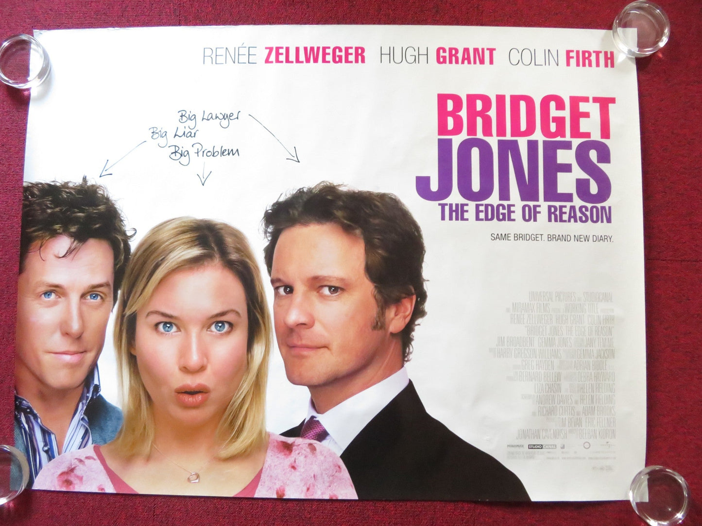 BRIDGET JONES: THE EDGE OF REASON UK QUAD (30"x 40") ROLLED POSTER FIRTH 2004 Rendezvous Cinema Movie posters