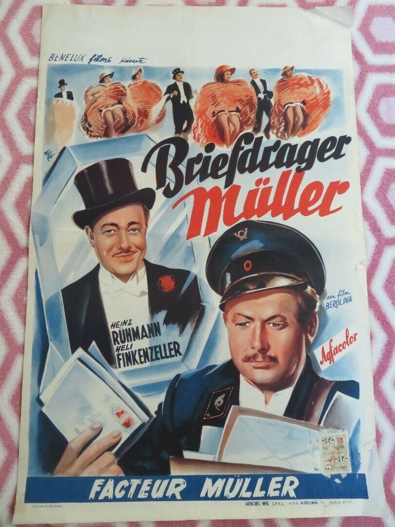 BRIEFDRAGER MULLER / Mailman Mueller BELGIUM (21.5"x 14") POSTER H.RUHMANN 1953 Movie posters