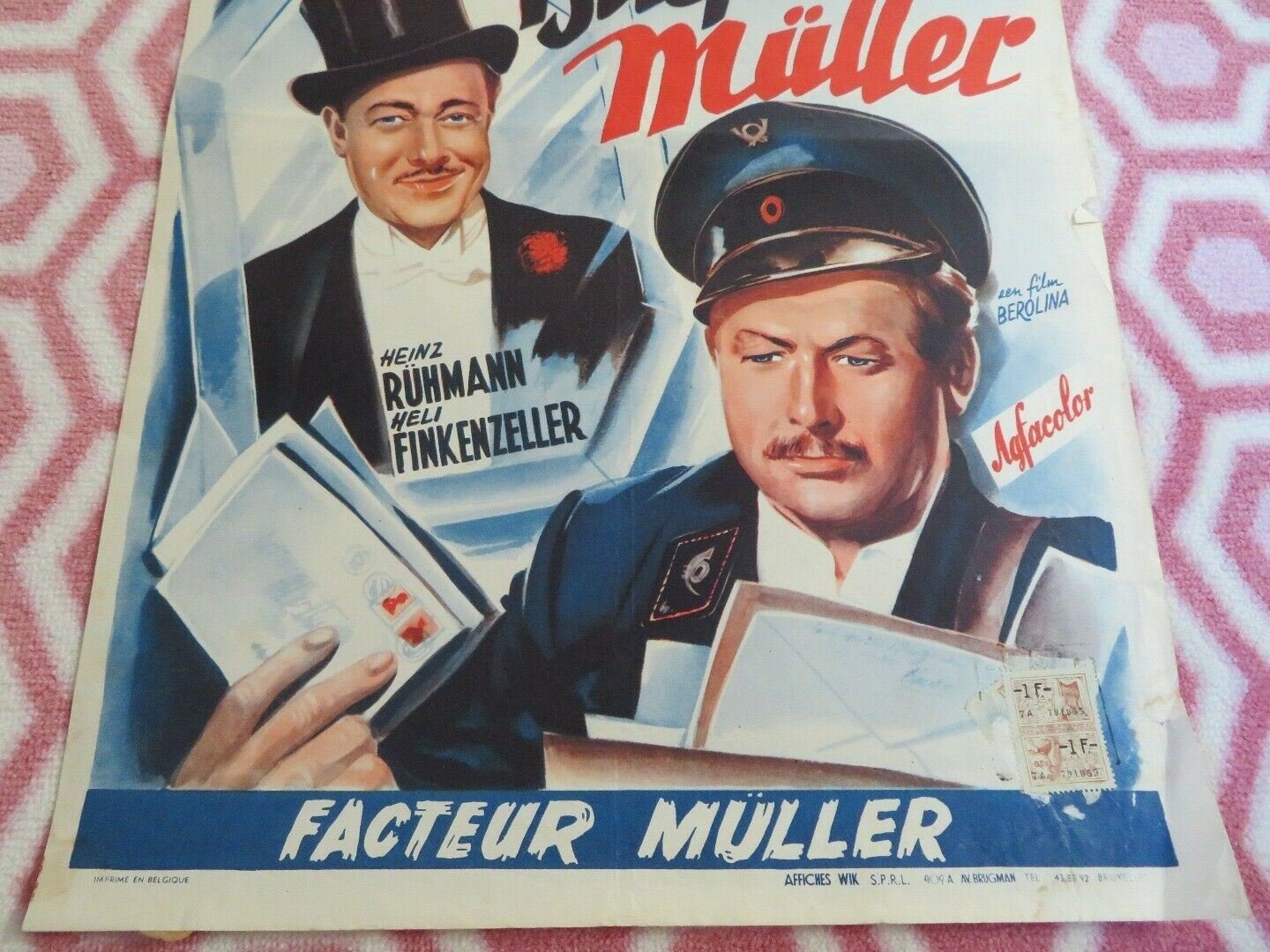 BRIEFDRAGER MULLER / Mailman Mueller BELGIUM (21.5"x 14") POSTER H.RUHMANN 1953 Movie posters