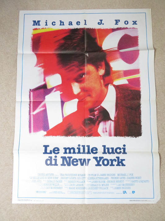 BRIGHT LIGHTS, BIG CITY ITALIAN 2 FOGLIO POSTER MICHAEL J. FOX 1988 Rendezvous Cinema Movie posters