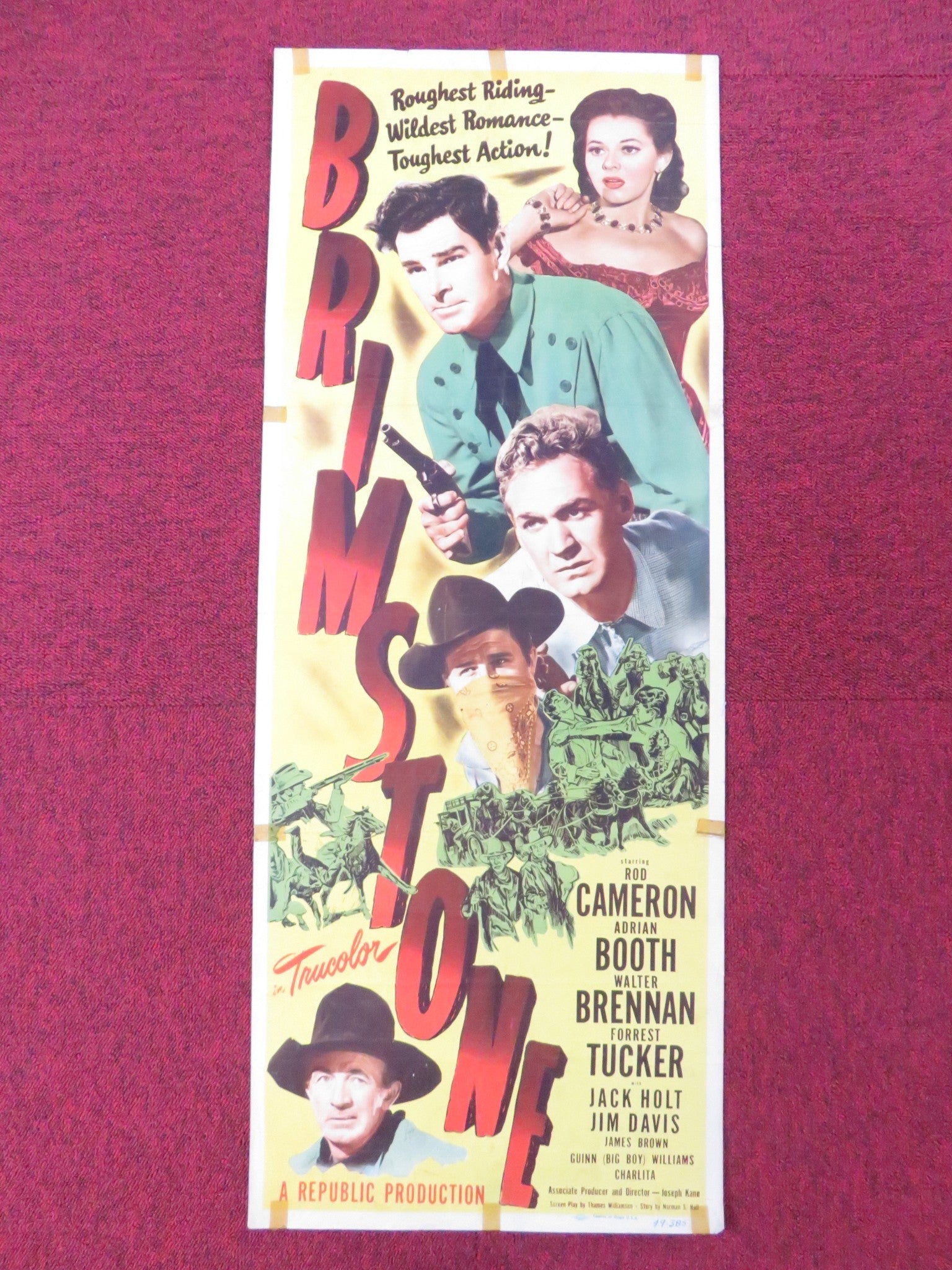 BRIMSTONE US INSERT (14"x 36") POSTER ROD CAMERON ADRIAN BOOTH 1949 Rendezvous Cinema Movie posters