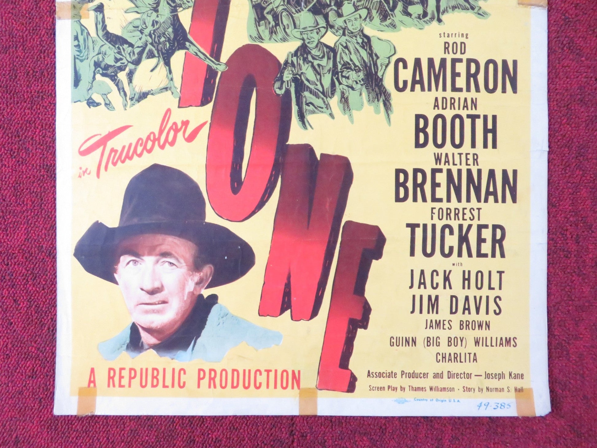 BRIMSTONE US INSERT (14"x 36") POSTER ROD CAMERON ADRIAN BOOTH 1949 Rendezvous Cinema Movie posters