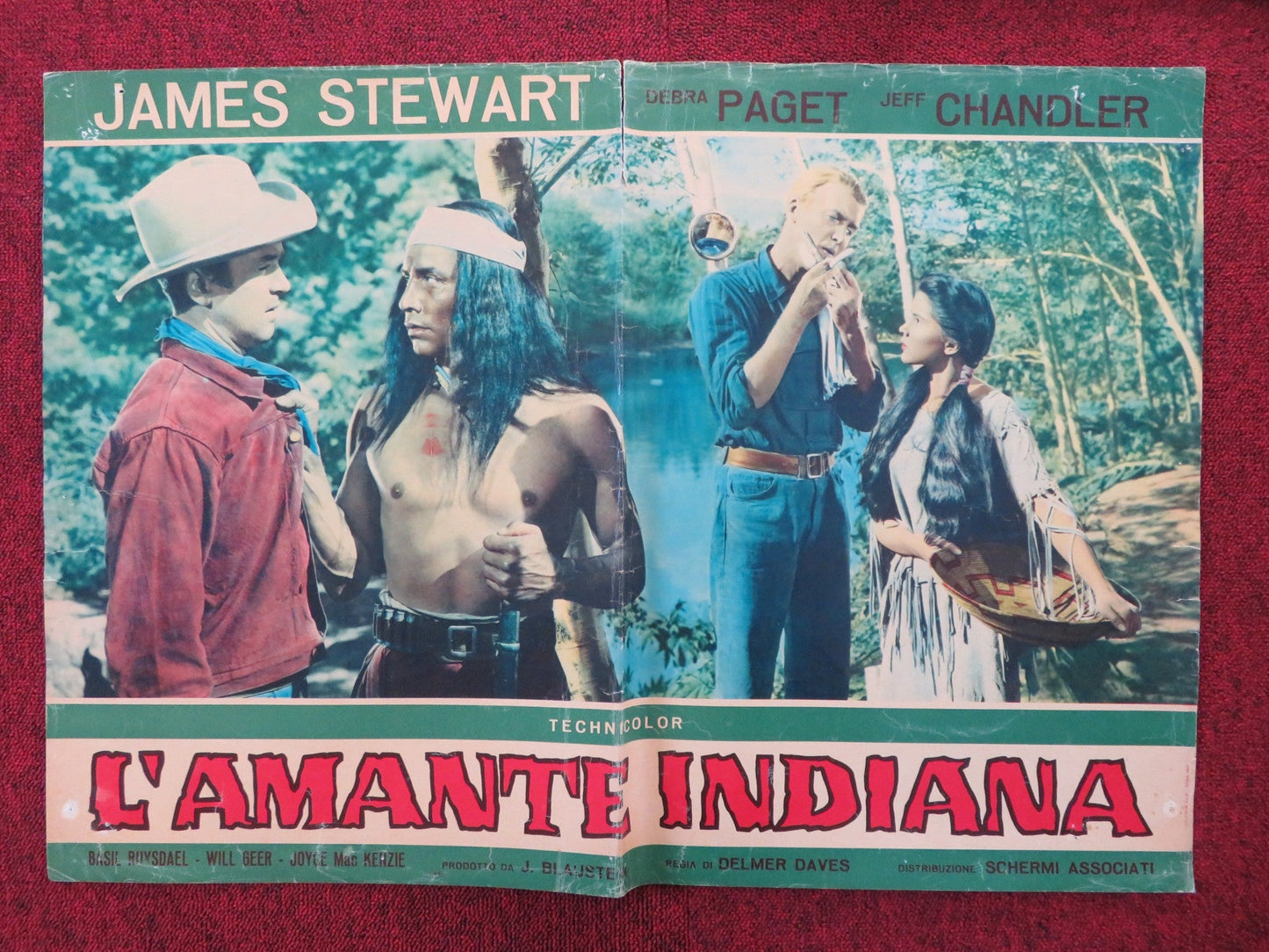 BROKEN ARROW - A ITALIAN FOTOBUSTA POSTER JAMES STEWART DEBRA PAGET 1964 Rendezvous Cinema Movie posters