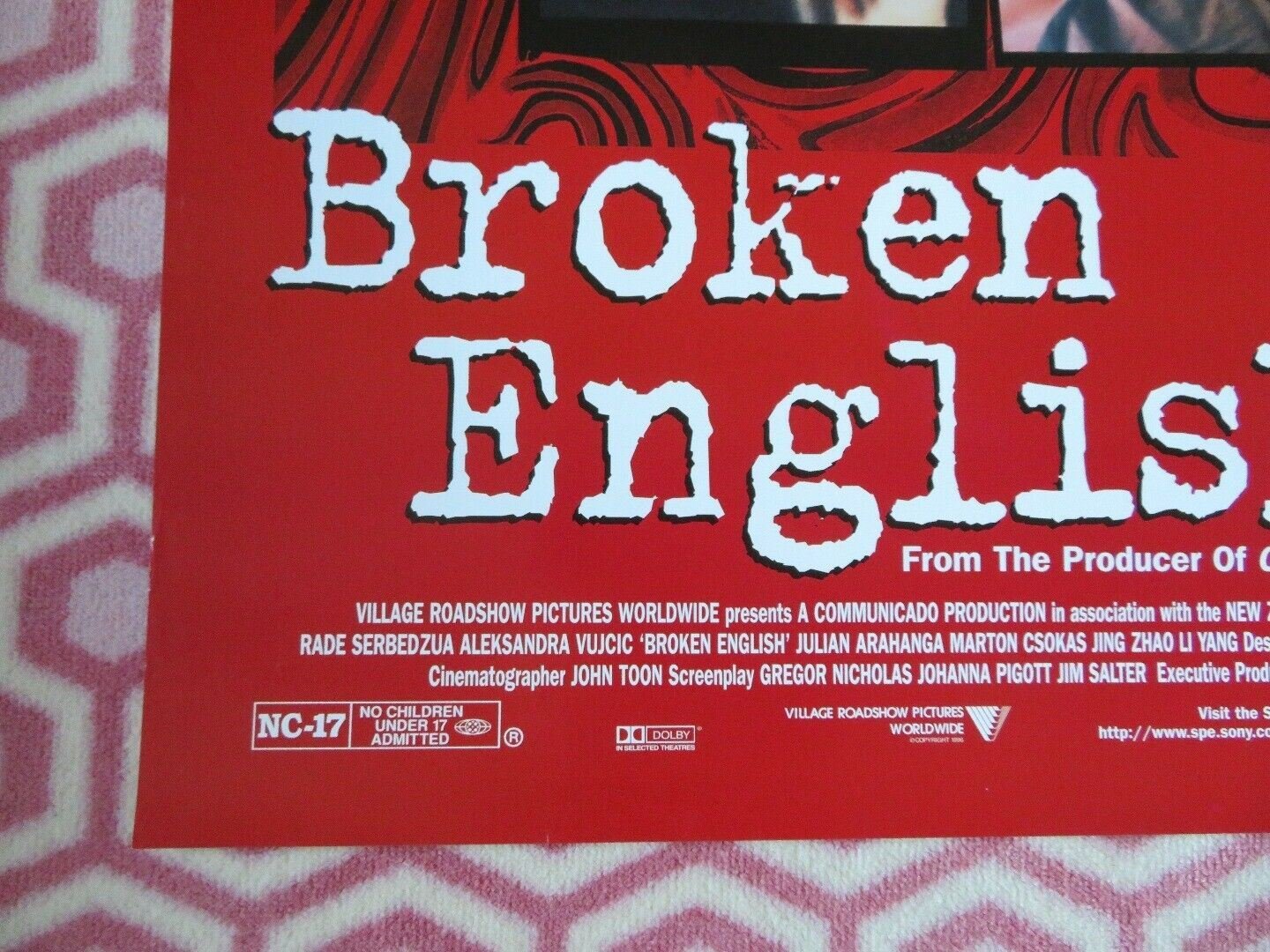 BROKEN ENGLISH US ONE SHEET ROLLED POSTER GREGORY NICHOLAS 1996 - Rendezvous Cinema