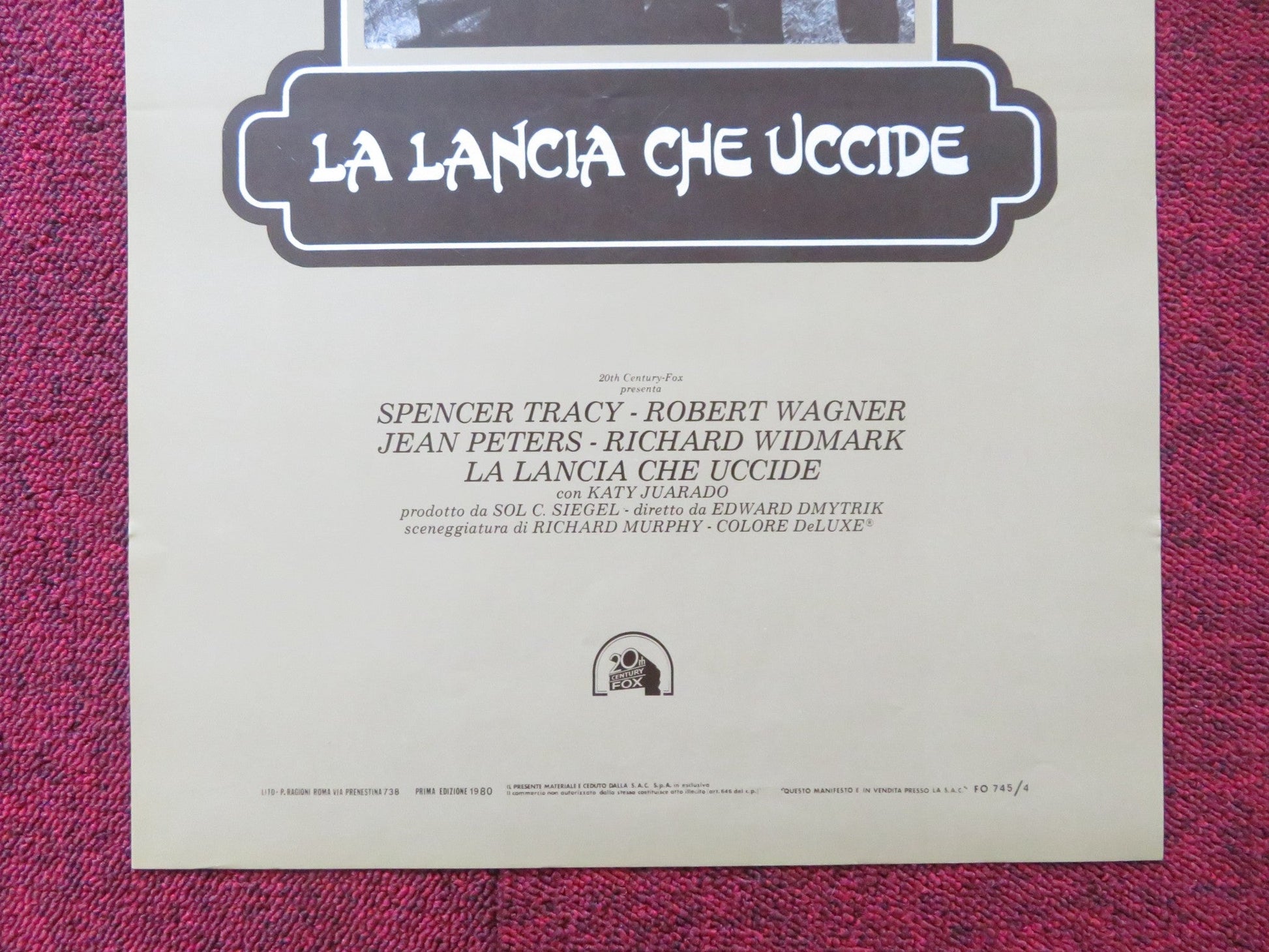 BROKEN LANCE ITALIAN LOCANDINA POSTER SPENCER TRACY ROBERT WAGNER R1980 Rendezvous Cinema Movie posters