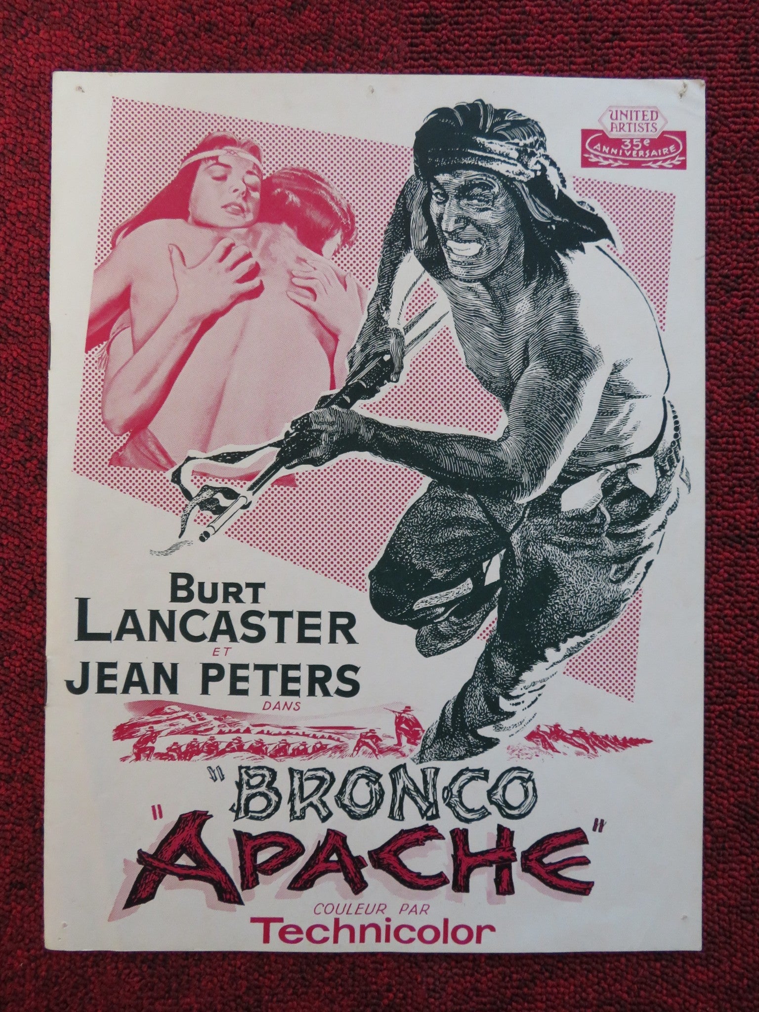 BRONCO APACHE FRENCH PRESS BOOK BURT LANCASTER JEAN PETERS 1954 Rendezvous Cinema Movie posters