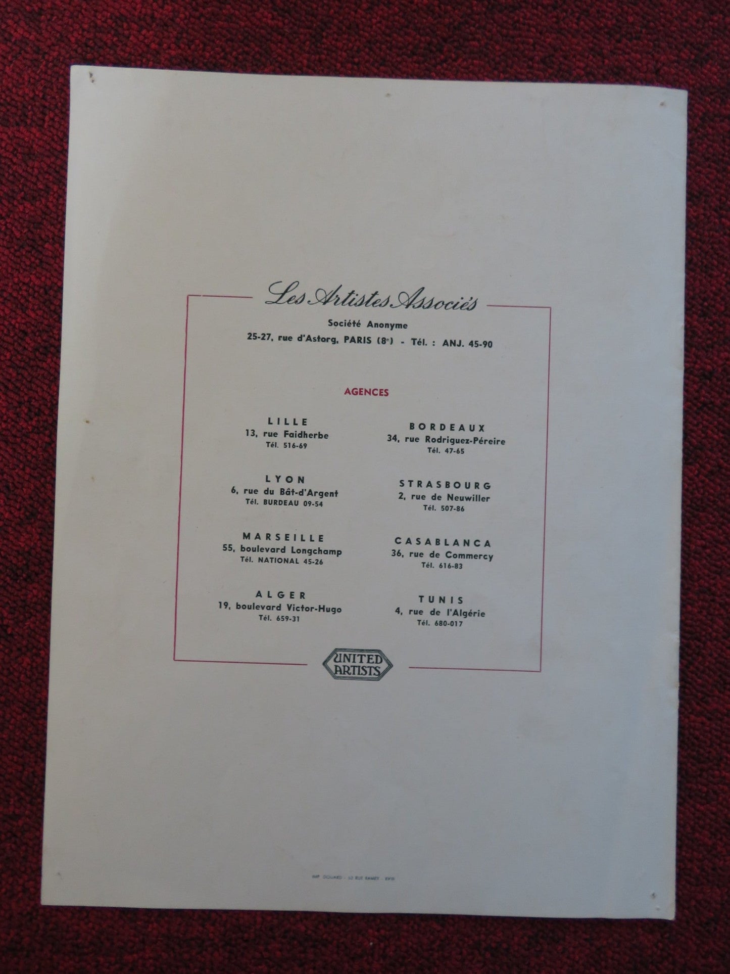 BRONCO APACHE FRENCH PRESS BOOK BURT LANCASTER JEAN PETERS 1954 Rendezvous Cinema Movie posters