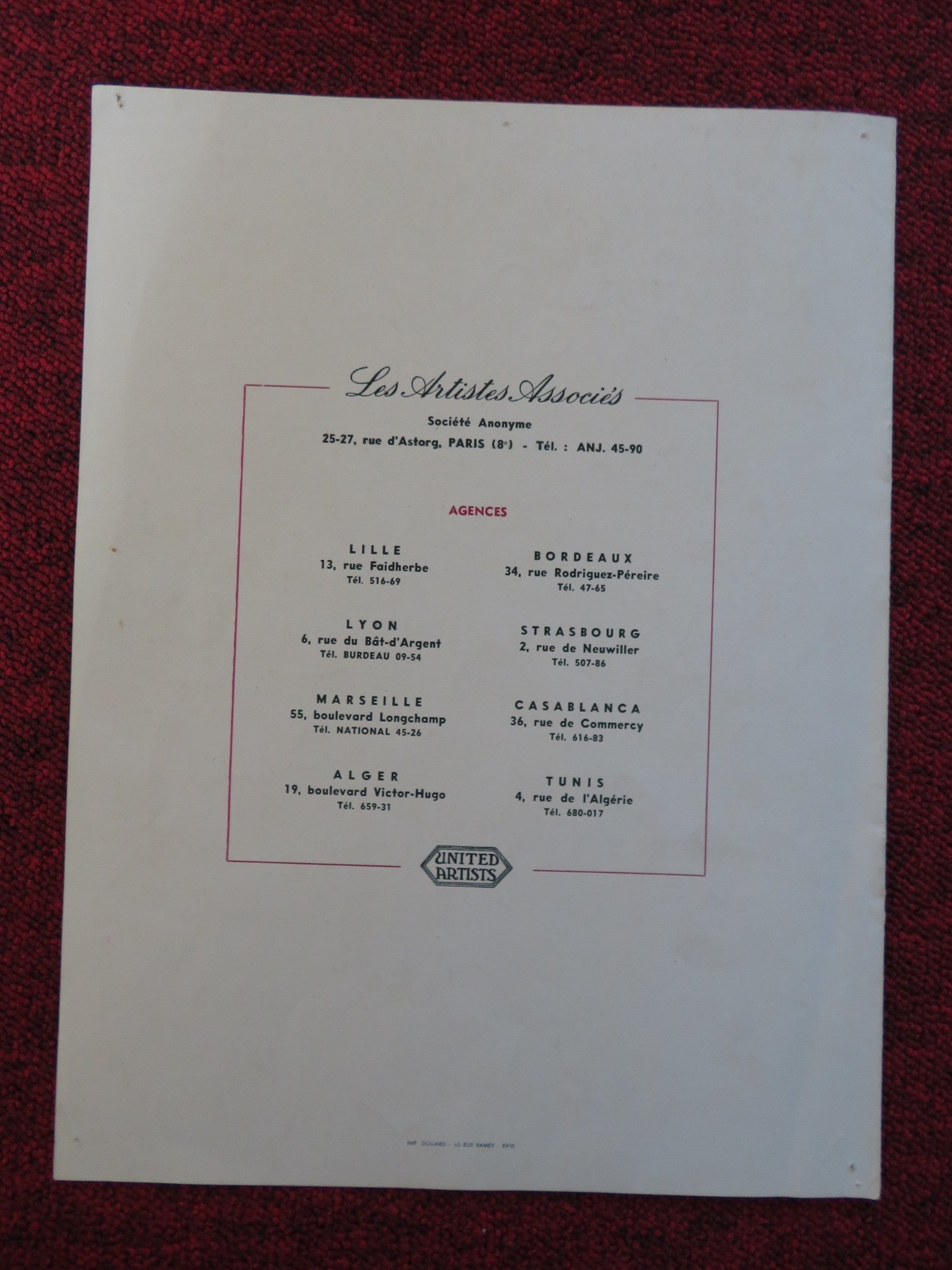 BRONCO APACHE FRENCH PRESS BOOK BURT LANCASTER JEAN PETERS 1954 Rendezvous Cinema Movie posters